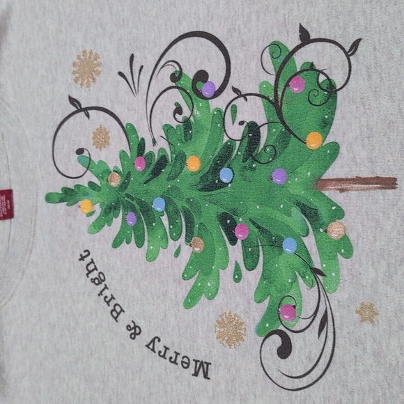 Merry & Bright Christmas Tree Crewneck Sweatshirt Dec 25th XL - Picture 2 of 11
